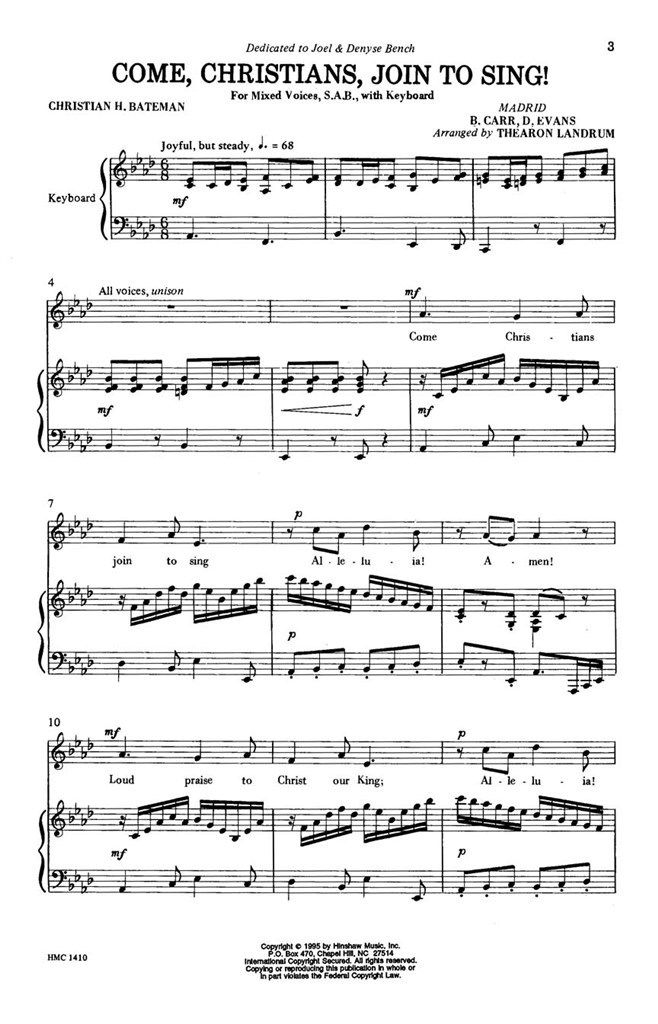 Come, Christians, Join To Sing!